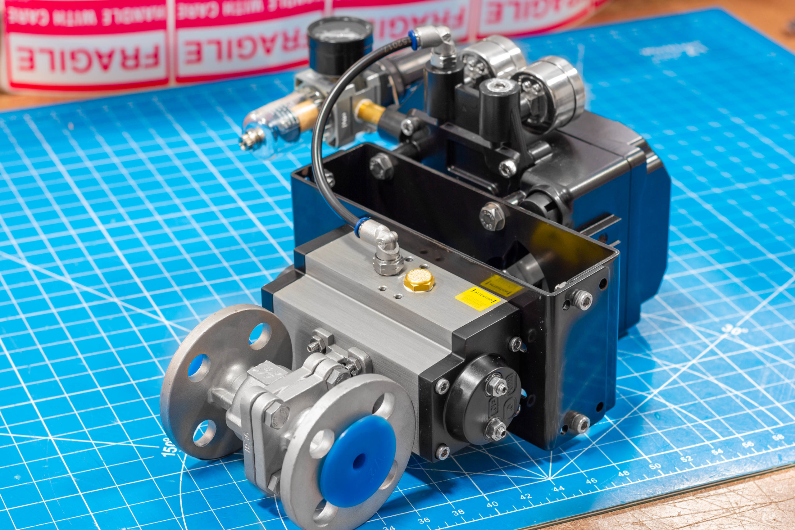 1/2″ Modulating Flanged Ball Valve Assembly w/ Air Filter Regulator & Brass Muffler